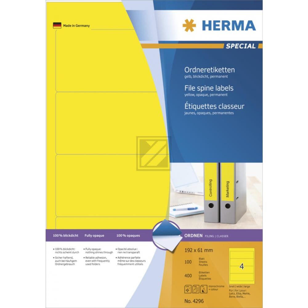 Herma Ordneretiketten A4 gelb 192 x 61 mm Papier matt blickdicht