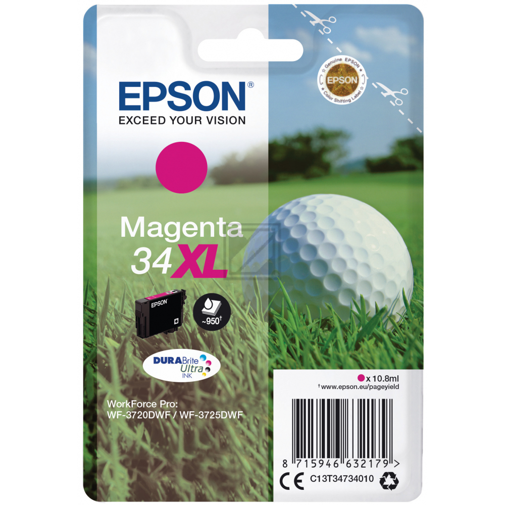Epson Tintenpatrone magenta HC (C13T34734020, T3473)
