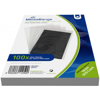 MEDIARANGE DVD PLASTIKHUELLEN (100) KLAR BOX01 fuer 14mm DVD Cases