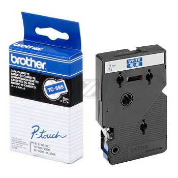Brother Schriftbandkassette weiß/blau (TC-595)