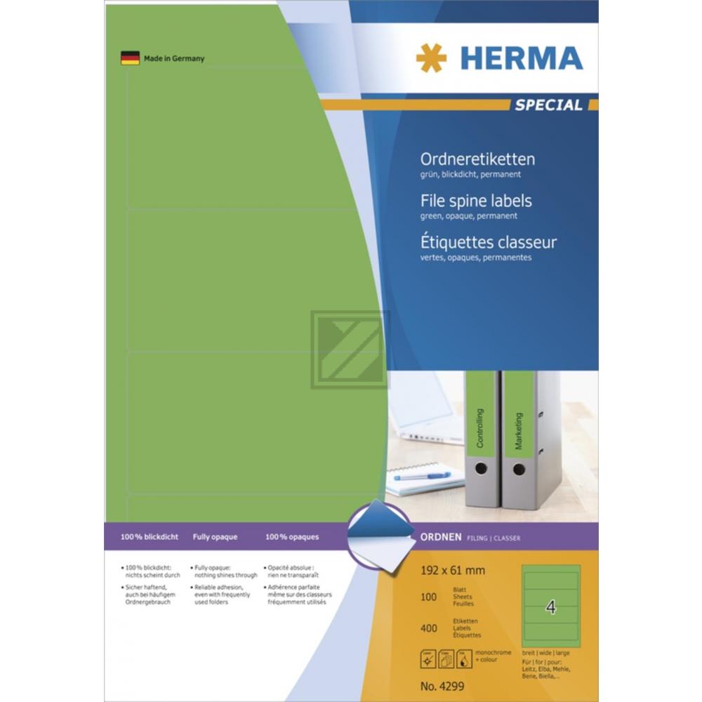 Herma Ordneretiketten A4 grün 192 x 61 mm Papier matt blickdicht