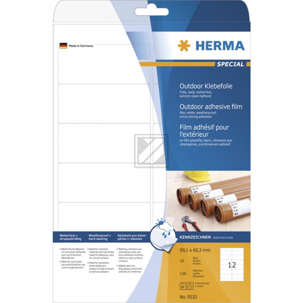 Herma Outdoor-Etiketten weiß 99,1 x 42,3 mm Klebefolie matt Inh.120