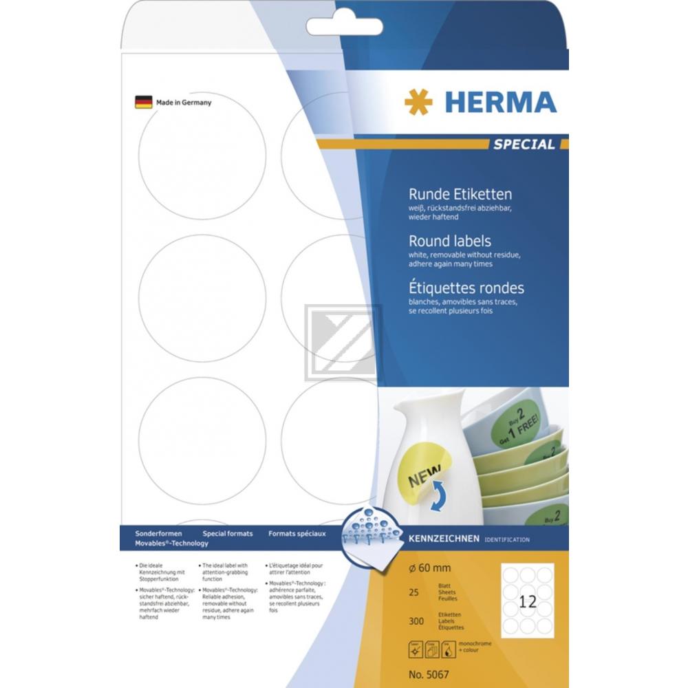 Herma Etiketten A4 weiß ø 60 mm Papier matt Inh.300 ablösbar