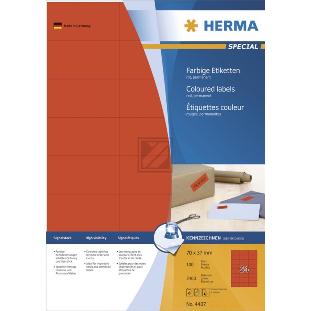 Herma Etiketten A4 rot 70 x 37 mm Papier matt Inh.2400