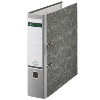 Leitz Ordner A4 80 mm grau Pappe Griffloch Kantenschutz aufgeklebt. Schild