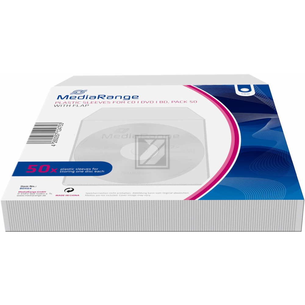 Mediarange CD Hüllen (50) PP transparent (BOX64)
