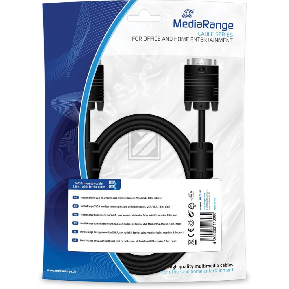 MEDIARANGE MONITORKABEL 1,8m MRCS147 schwarz