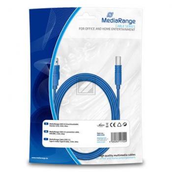 MEDIARANGE USB KABEL AM/BM 3m MRCS149 USB 3.0 blau
