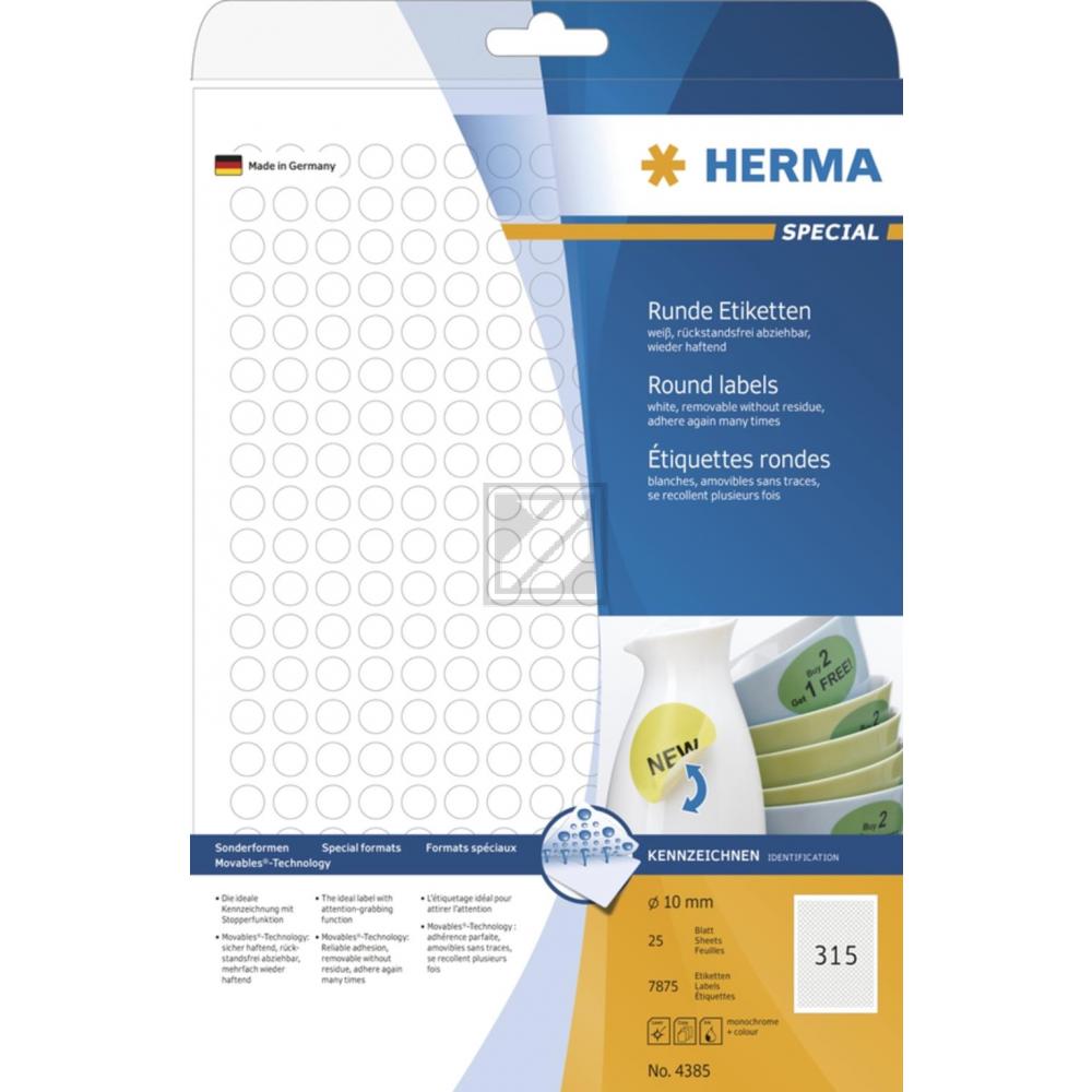 Herma Etiketten A4 weiß rund ø 10 mm Papier ablösbar Inh.7875