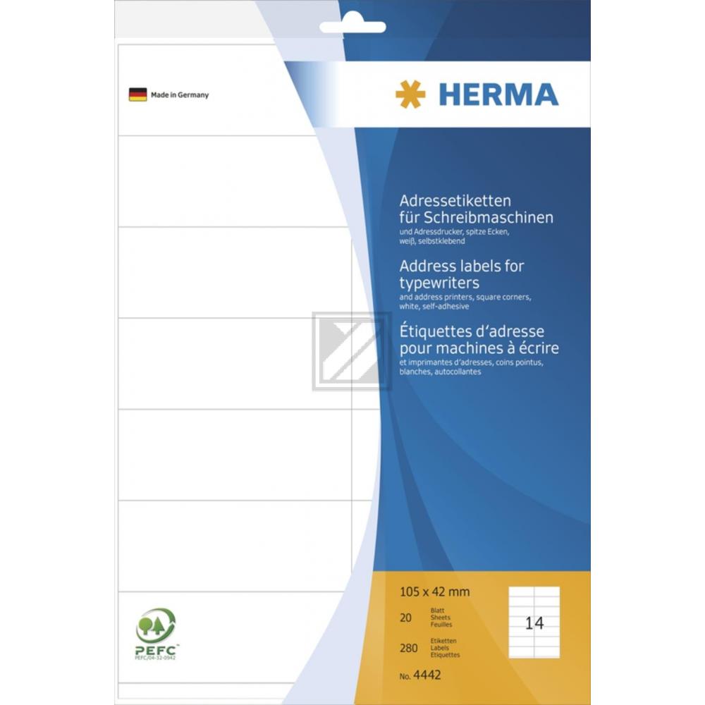 Herma Adressetiketten Bogen weiß 105 x 42 mm Inh.280
