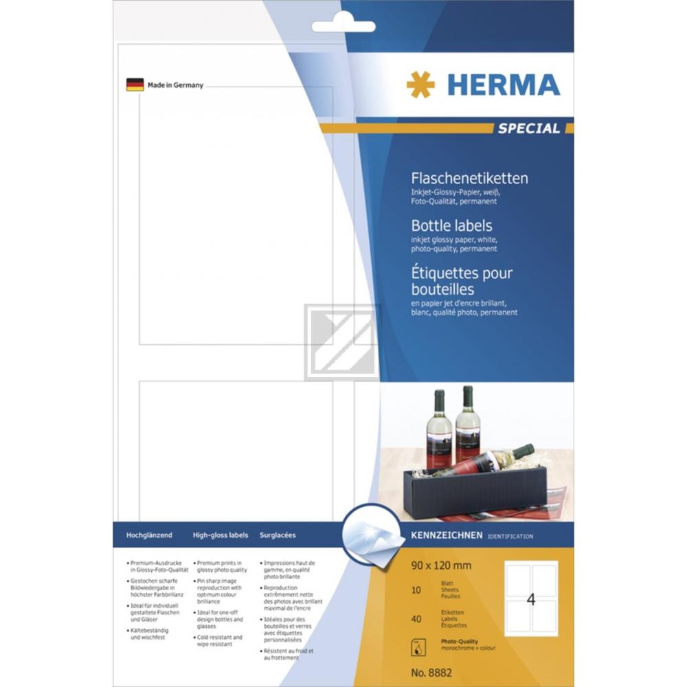 Herma Flaschen-Etiketten A4 weiß 90 x 120 mm Papier Inh.40 glänzend
