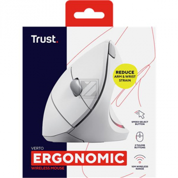 25132 TRUST Verto ergonomic Maus 6Tasten kabellos rechtshaendig USB weiss