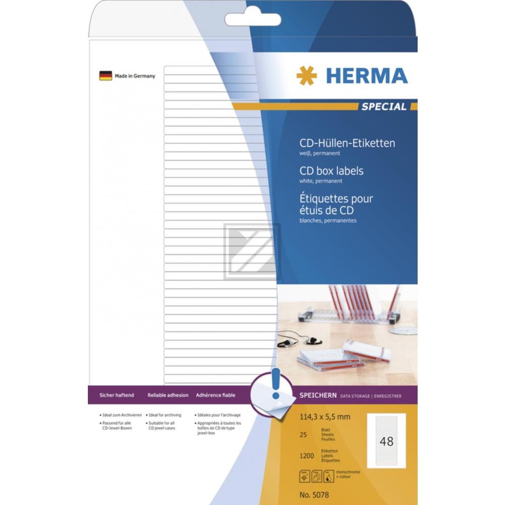 Herma Etiketten für CD-Box A4 weiß 114,3 x 5,5 mm Papier matt Inh.1200