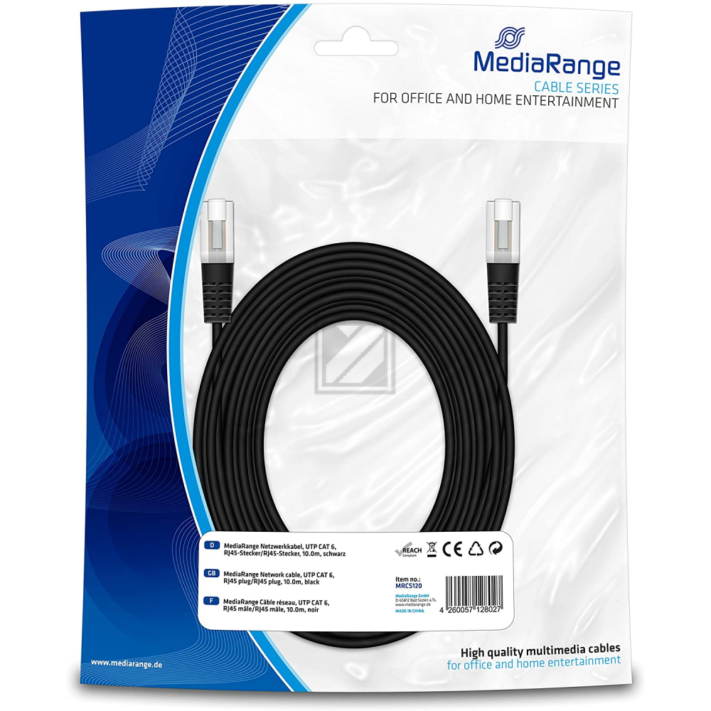 MEDIARANGE NETZWERKKABEL 10m MRCS120 schwarz