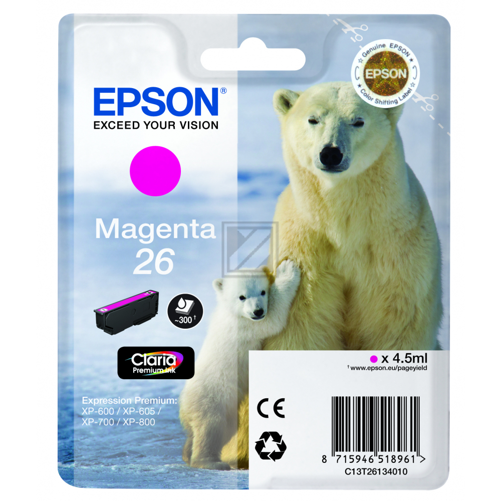 Epson Tintenpatrone magenta SC (C13T26134022, T2613)