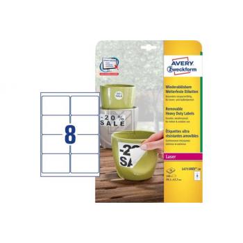 AVERY ZW. Etiketten Laser 99,1x67.7mm L4715REV2 weiss, non-perm. 20 Blatt