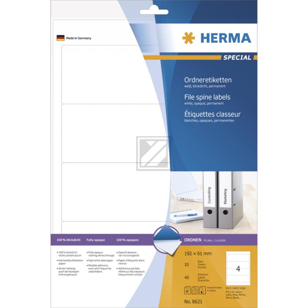Herma Ordneretiketten weiß 192 x 61 mm Papier blickdicht Inh.40 St.