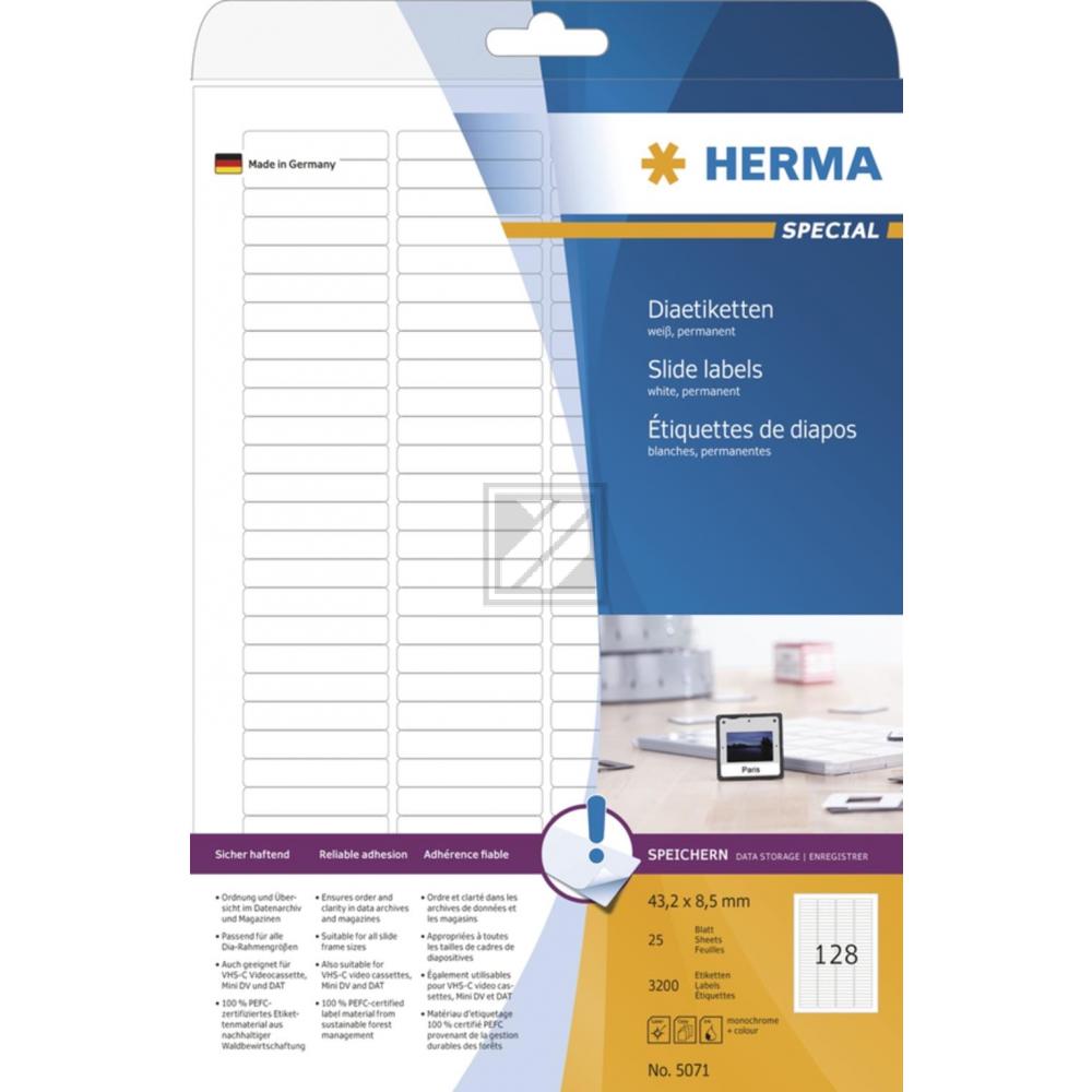 Herma Dia-Etiketten A4 weiß 43,2 x 8,5 mm Papier matt Inh.3200