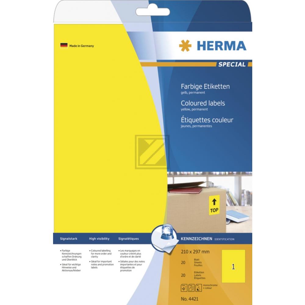 Herma Etiketten Superprint gelb 210 x 297 mm Inh.20
