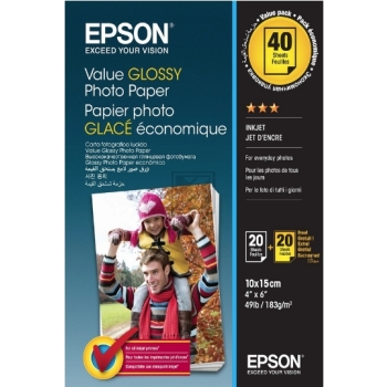 Epson Fotopapier glänzend 2 x 20 Blatt 10 x 15 cm 183 g/m² (C13S400044)