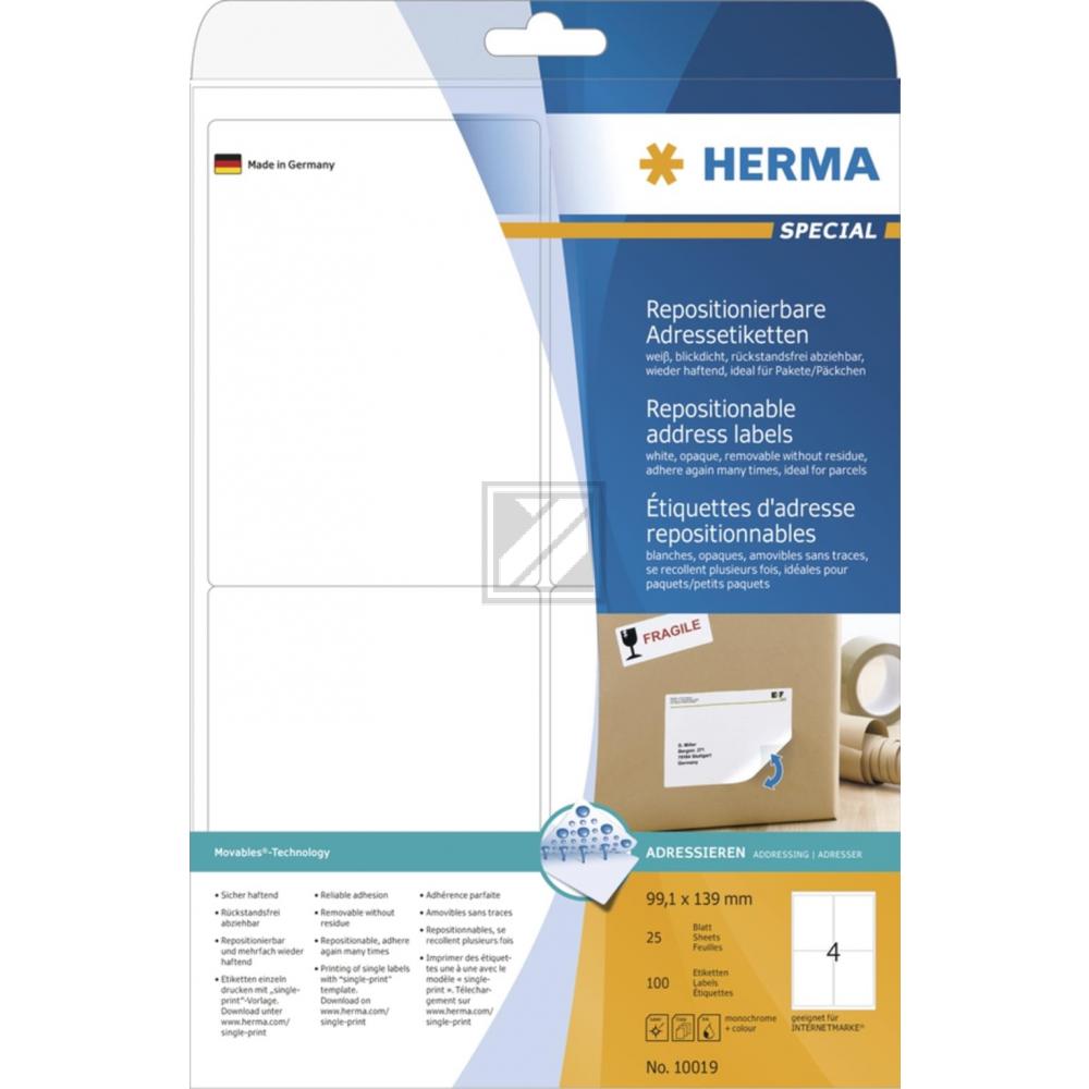 Herma Adressetiketten A4 weiß 99,1 x 139 mm ablösbar Papier Inh.100