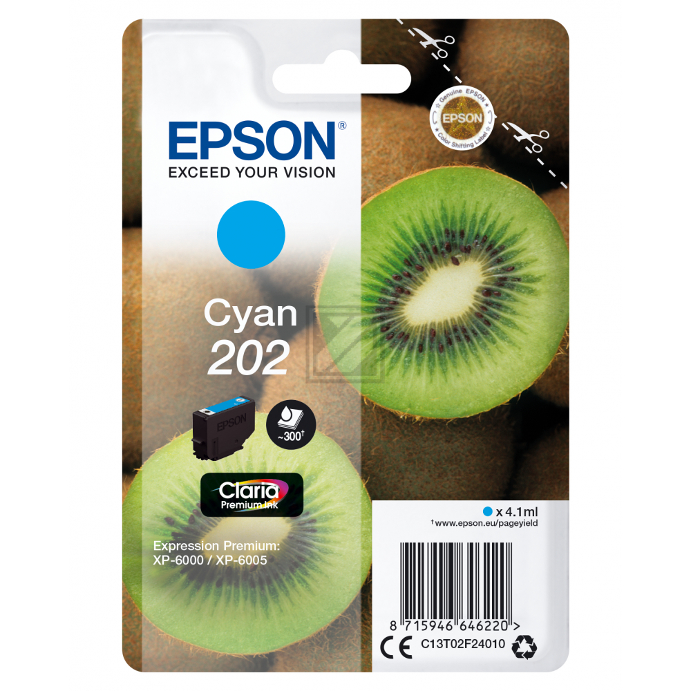 Epson Tintenpatrone cyan (C13T02F24020, 202)