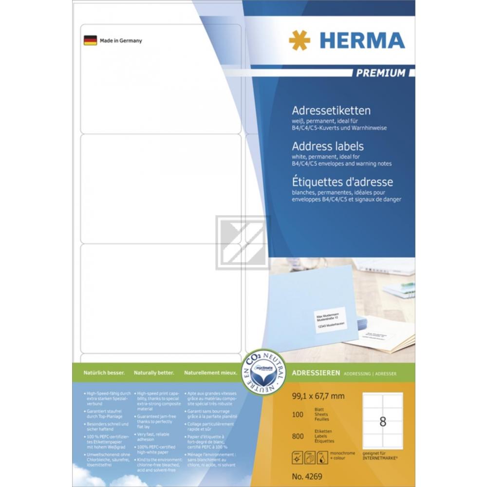 Herma Etiketten Superprint weiß 99,1 x 67,7 mm Inh.800