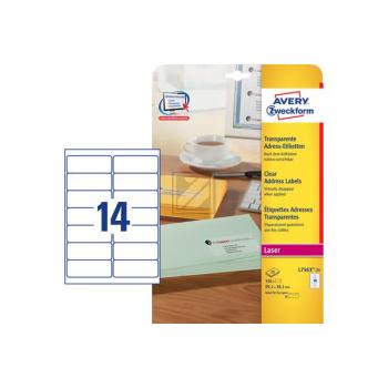 AVERY ZW. Adressetiketten 99,1x38,1mm L7563-25 transparent 350 Stück