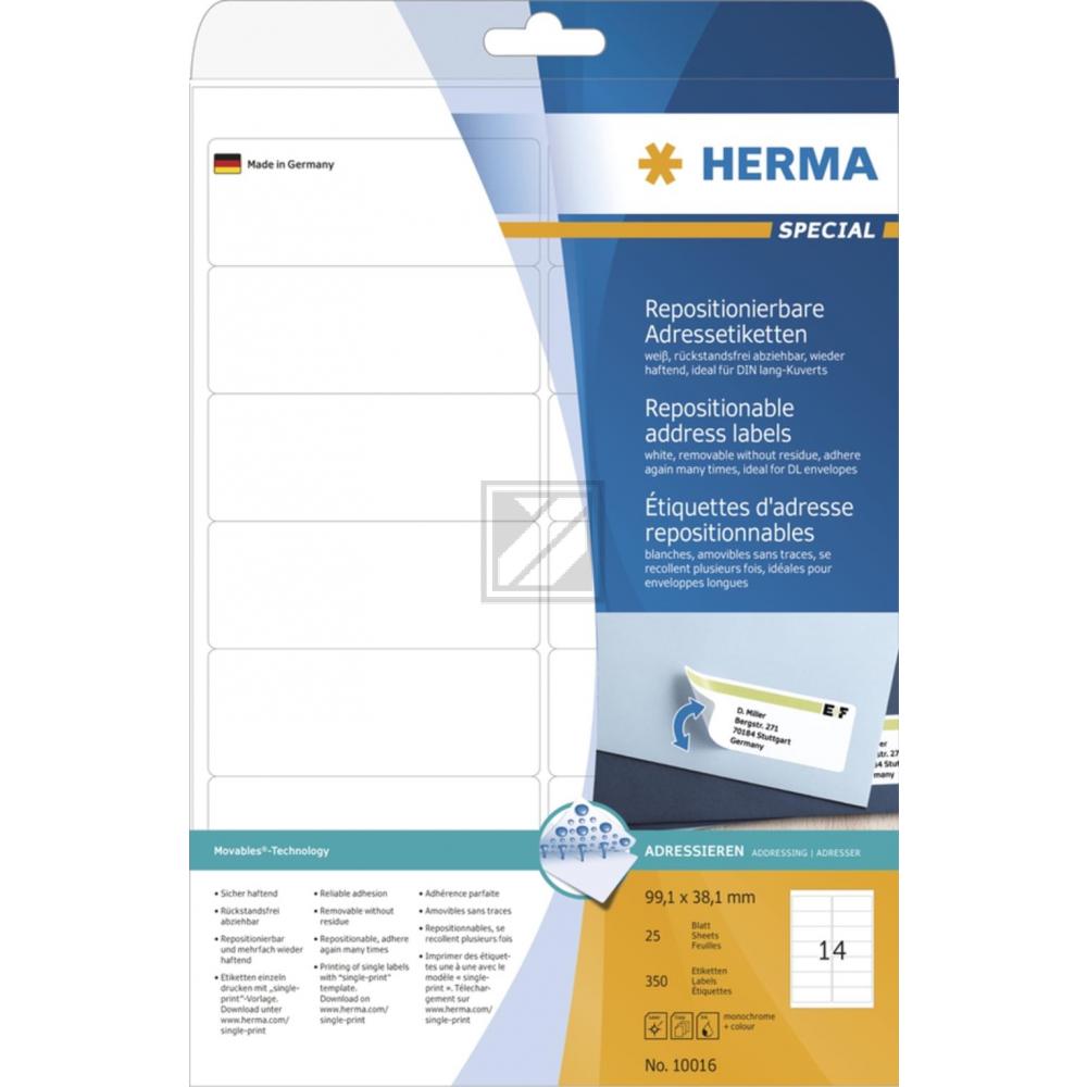 Herma Adressetiketten A4 weiß 99,1 x 38,1 mm ablösbar Papier Inh.350