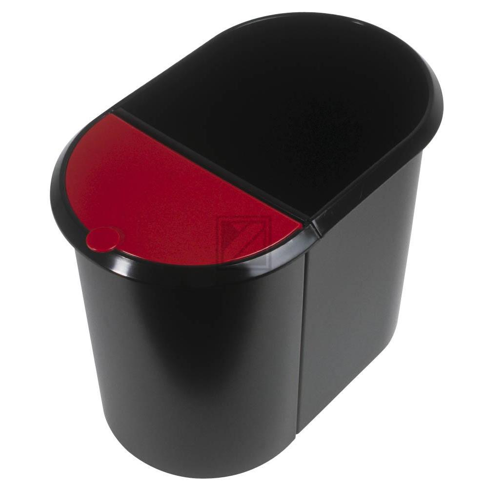 Helit Papierkorb 20 l + 9 l schwarz/rot