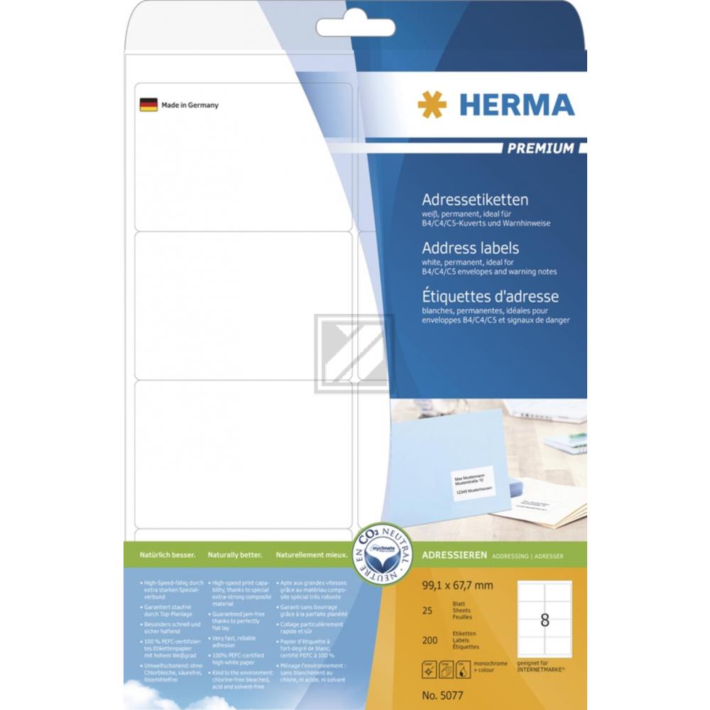 Herma Adressetiketten A4 weiß 99,1 x 67,7 mm Papier matt Inh.200 Premium Etiketten