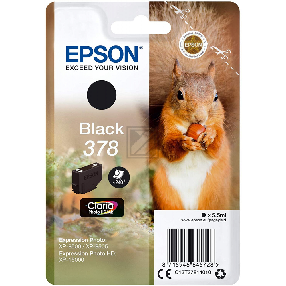 Epson Tintenpatrone schwarz (C13T37814020, 378)