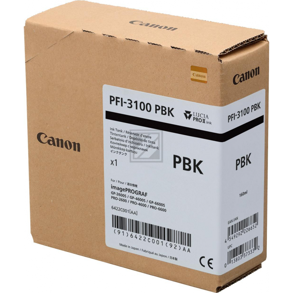 Canon Tintenpatrone photo schwarz SC (6422C001, PFI-3100PBK)
