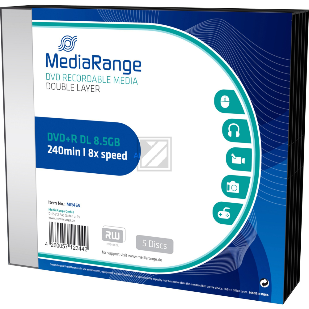 Mediarange DVD+R DL 8,5 GB 8 x (5) Slim Box