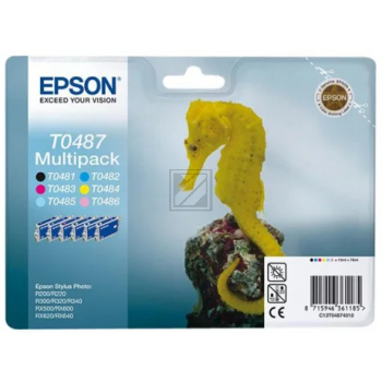Epson Tintenpatrone gelb, cyan light, magenta light, magenta, schwarz, cyan (C13T04874010, T0487)