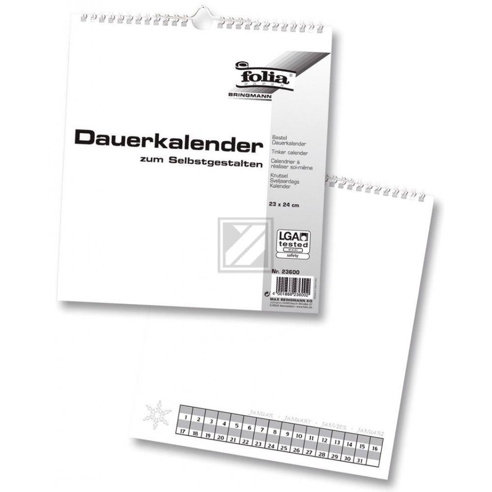 Folia Bastel-Dauerkalender weiß/schwarz 23 x 20 cm