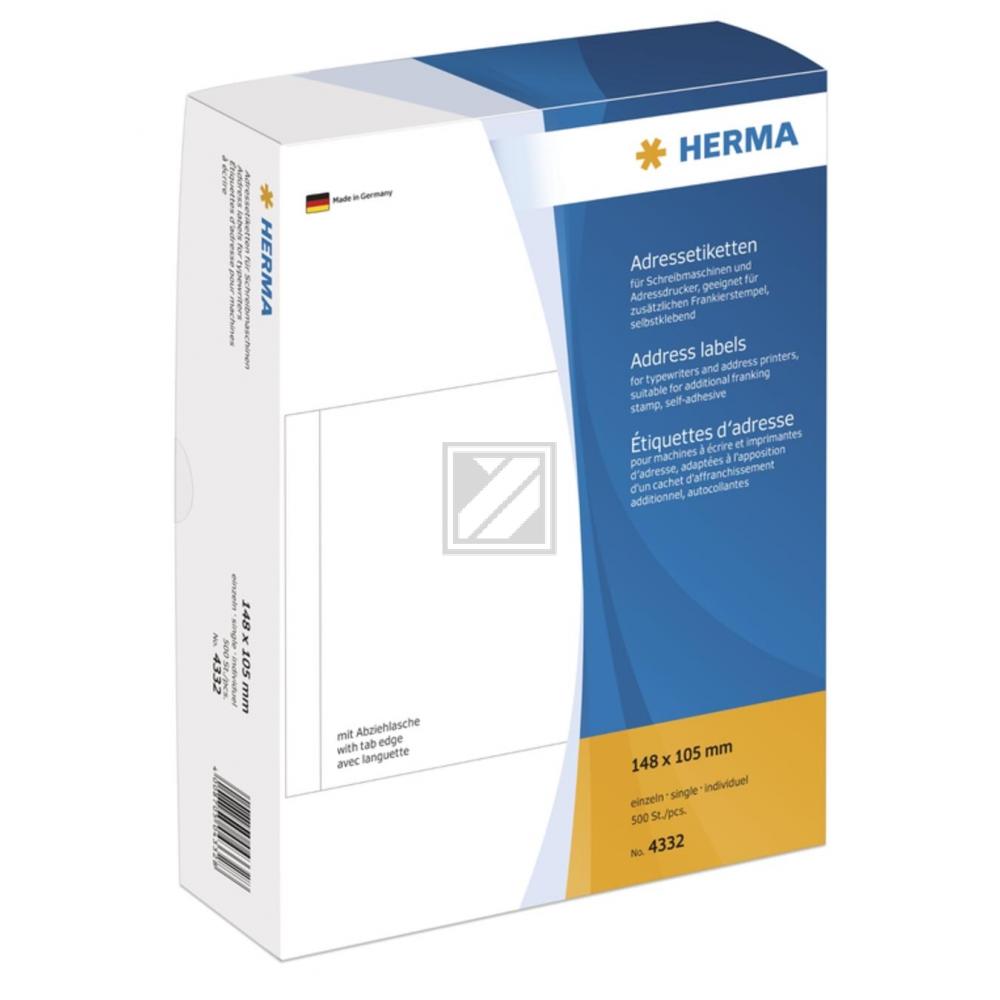 Herma Adressetiketten weiß 148 x 105 mm einzeln Papier matt 500