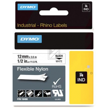 Dymo Flexibles Nylonband 12mm schwarz/weiß (18488)
