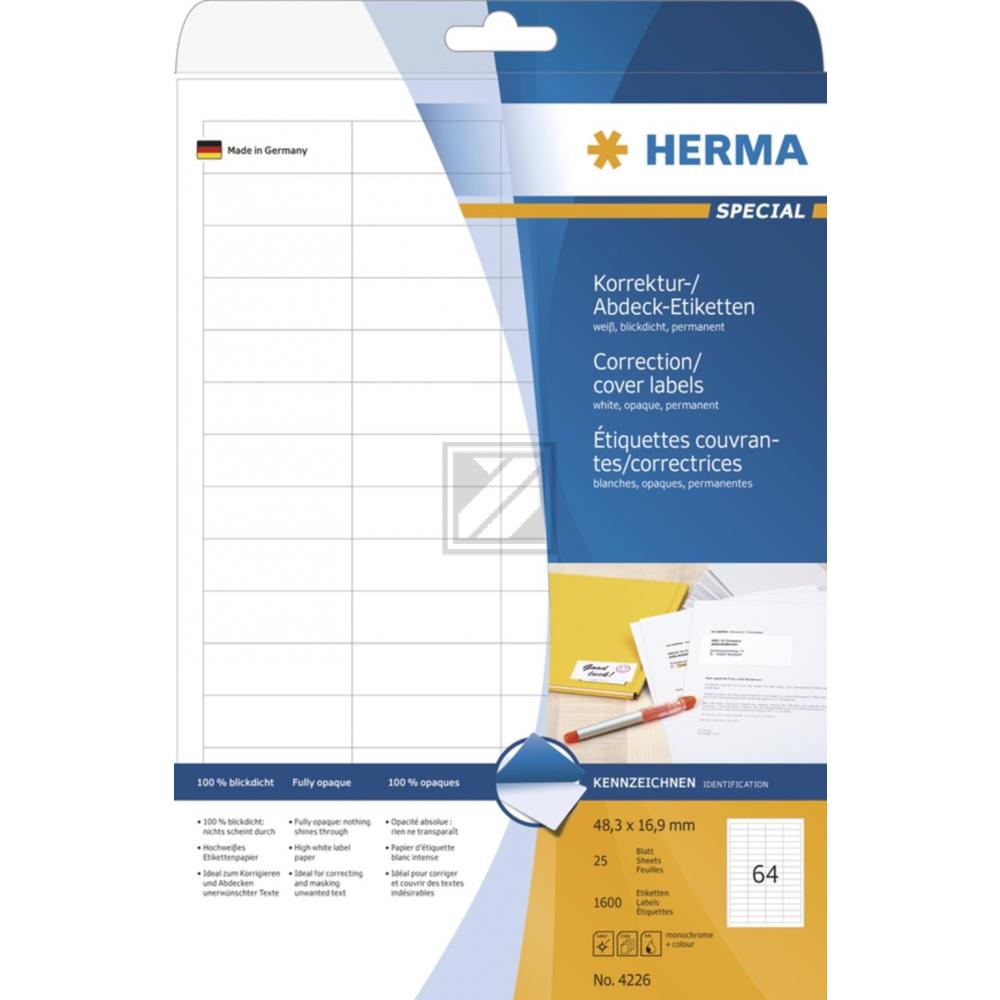 Herma Abdeck-Etiketten weiß 48,3 x 16,9 mm Papier blickdicht Inh. 1600