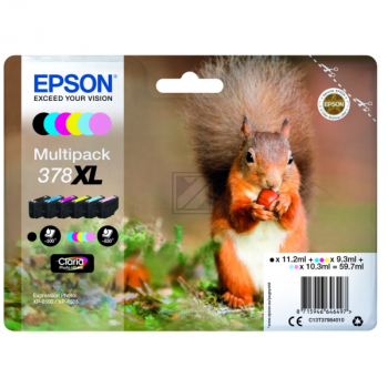 Epson Tintenpatrone gelb, cyan light, magenta light, magenta, schwarz, cyan HC (C13T37984020, 378XL)