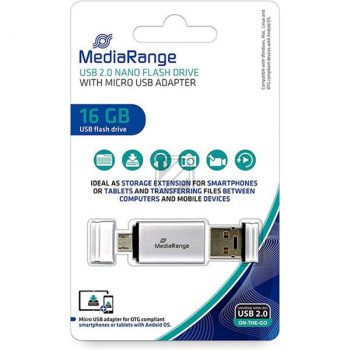 MEDIARANGE OTG USB STICK 16GB SILBER MR931-2 USB Mobil 2in1