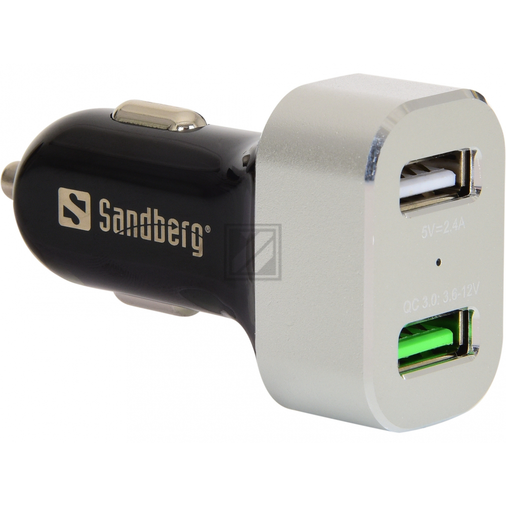 Sandberg Car Charger 1xQC 3.0+1xUSB2.4A