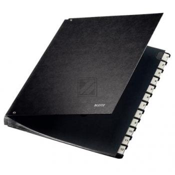 Leitz Pultordner A4 schwarz Pappe 1-12 12 Fächer 270 x 345 mm