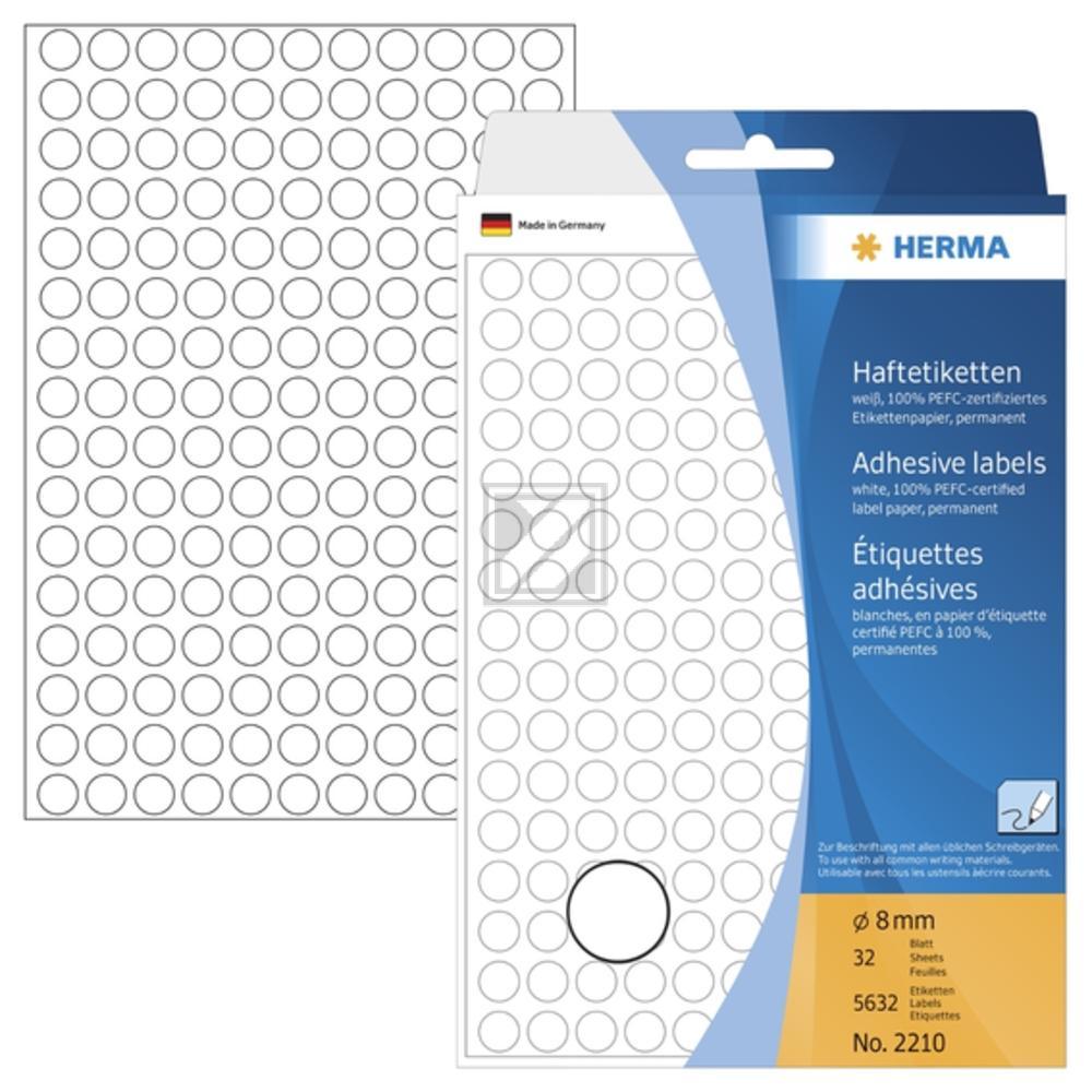Herma Vielzwecketiketten weiß ø 8 mm rund Papier matt Inh.5632