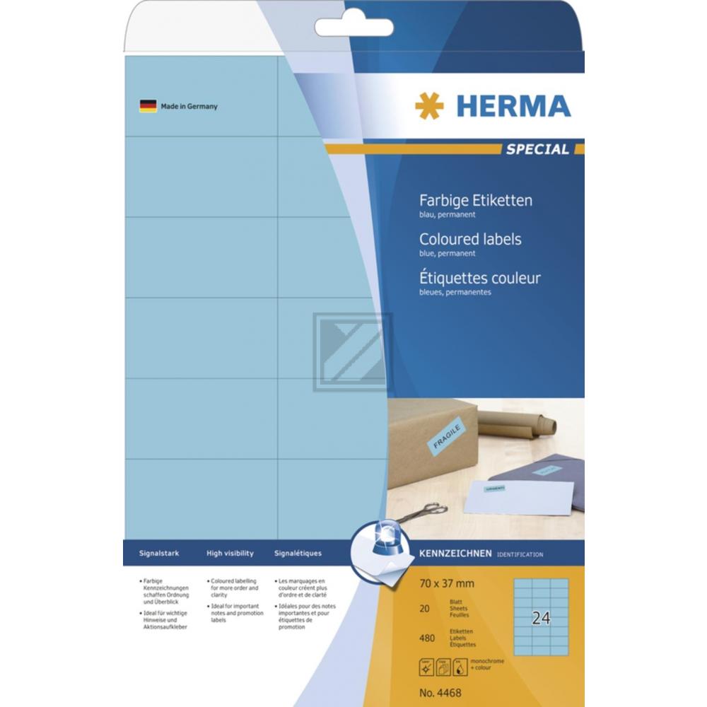 Herma Etiketten A4 blau 70,0 x 37,0 mm Papier matt Inh.480