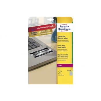 AVERY ZW. Typenschild-Etikett. 210x297mm L6013-8 silber 8 Blatt/8 Stk.