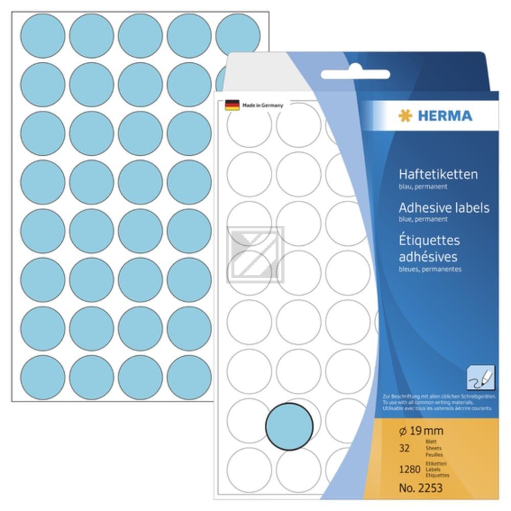 Herma Vielzwecketiketten blau ø 19 mm rund Papier matt Inh.1280