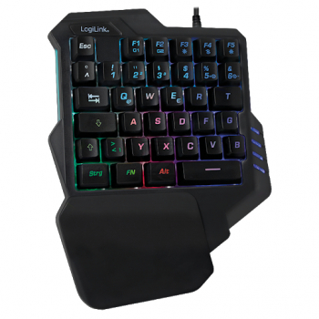 LogiLink Beleuchtete Einhand-Gaming Tastatur, schwarz