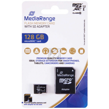 MEDIARANGE MICRO SDXC SPEICHERKARTE 128G MR945 UHS-1 Klasse 10 mit Adapter