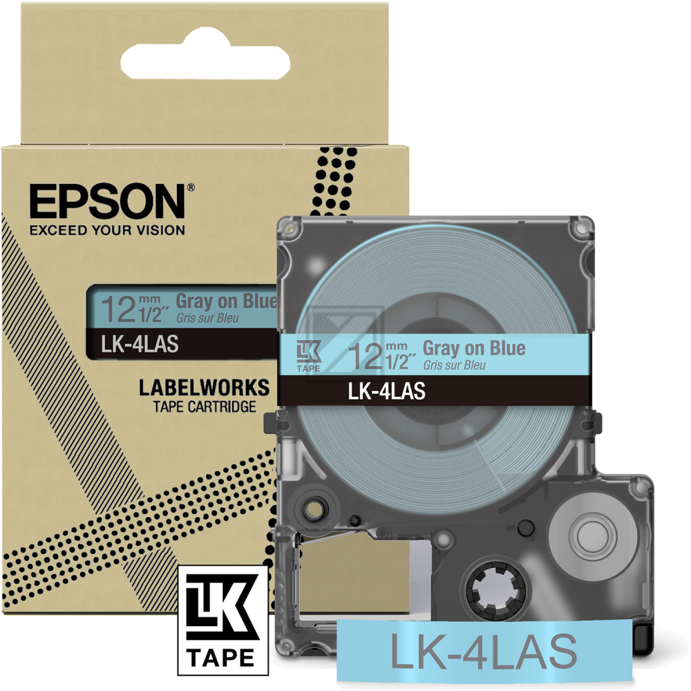 Epson Schriftbandkassette 12mm grau/blau (C53S672106, LK-4LAS)